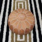 Ottoman footstool leather pouf living room decor, leather pouf ottoman Tan & Dark leather, handmade furniture, moroccan pouf, Floor Cushion
